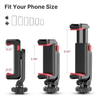 ULANZI ST-06S Phone Tripod Mount, Universal Phone Mount w 2 Cold Shoe | 1/4" Screw, 360° Rotates 180° Tilts, Adjustable Cellphone Clip Clamp Holder for Tripod, Camera, iPhone 17/16/15, Android