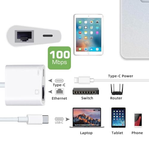 CY Type C USB-C to 100Mbps Networking RJ45 with PD Power Charge Adapter Compatible with Laptop Tablet Phone - style: LAN+PD