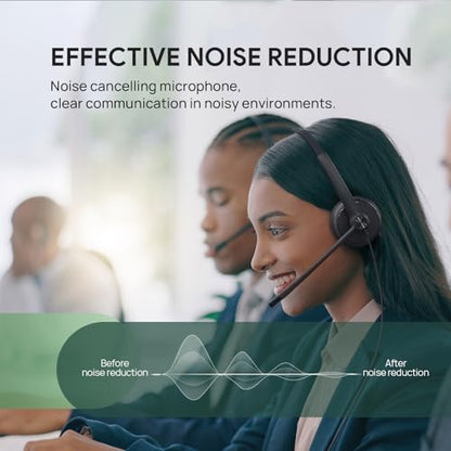 Yealink UH34 Wired Headset,USB-A,Noise Canceling Mic,in-Line Control,On-Ear | Teams/Zoom Certified, Stereo Headphones, Plug & Play for PC/Laptop/Phone, Call Center, WFH, Online Meeting, All-Day Comfort