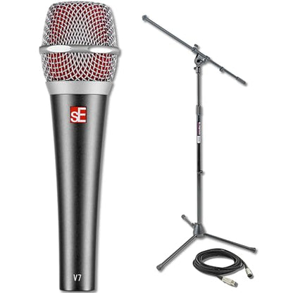 sE Electronics V7 Supercardioid Dynamic Vocal Microphone Bundle with On-Stage MS7701B Euro Boom Tripod Stand and 20-Foot Balanced XLR Cable