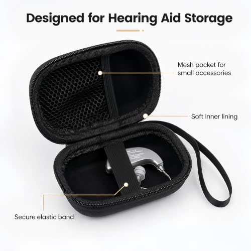 Hard Shell Hearing Aid Case for Most Hearing Amplifiers, Black