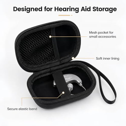 Hard Shell Hearing Aid Case for Most Hearing Amplifiers, Black