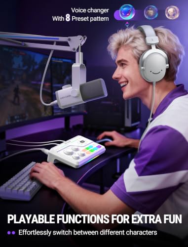 FIFINE SC8W Gaming Audio Mixer for Streaming with 7.1ch Surround sound