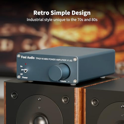 Fosi Audio V1.0G 2 Channel Class D Mini Stereo Amplifier for Home Speakers TPA3116 50W x 2 with Power Supply