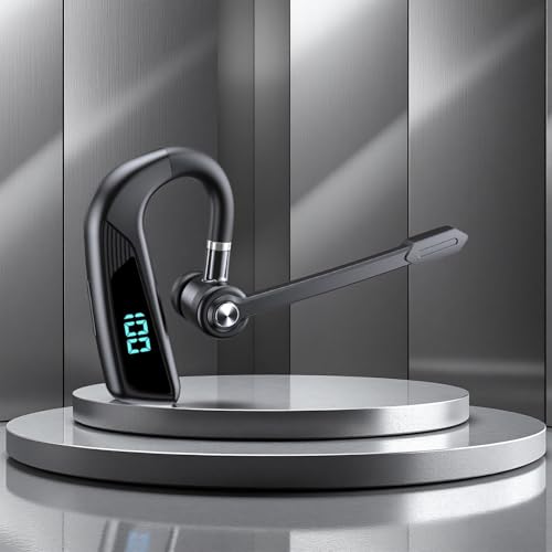 V5.2 Wireless Earbuds (Model V16, Black)-98 Hours Talk Time, Noise Cancellation Microphone,Voice Control Answer,Hands-Free Stereo Earphone for Business,Driving,Office,Compatible with Phone&PC. - color: Single Ear Headphone V16 Black