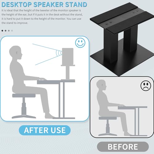 Desktop Speaker Stands 1 Pair Bookshelf Speakers Steel Studio Monitor Stand - size: 9.4"L x 8.3"W x 9.8"H