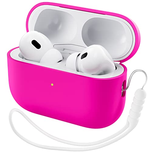 ORNARTO Compatible with AirPods Pro 2 Case 2022, Full Protective Hybrid Silicone for AirPods Pro 2nd Generation Case, Front LED Visible Skin Cover-Hot Pink | Hybrid Silicone Rubber, Front LED Visible, Wireless Charging, Skin-Friendly Soft Touch, Anti-Scra