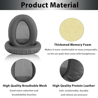 Adhiper Ear Pads for Sony WH-CH700N, WH-CH710N, WH-CH720N - Titanium Gray | Softer Protein Leather & High-Density Memory Foam Earpads for Sony Headphones - color: Titanium Gray