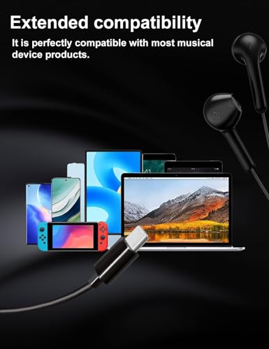 MAS CARNEY USB C Headphones for Samsung S26 S25 S24 A16, iPhone 18 17 16 15 - color: Black