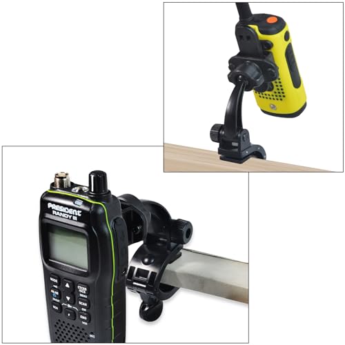 TWAYRDIO Desktop Mount for Handheld Radio, Speaker Mic and CB Mic, 3-in-1 Multi-Purpose Adjustable Angle Holder Bracket for Motorola BaoFeng Retevis Yaesu HT Handhelds Two Way Radios Walkie Talkies