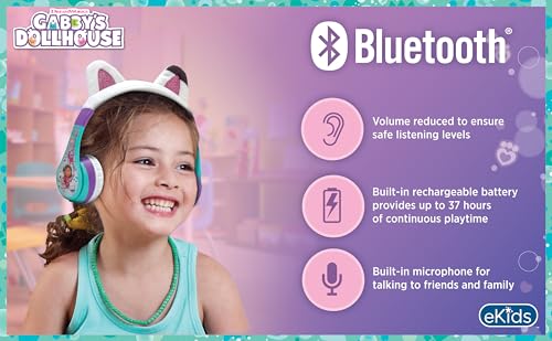 Gabbys Dollhouse Bluetooth Headphones for Kids, Wireless Headphones - color: Gabby