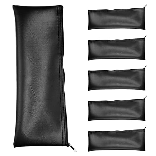 VOSAREA 6pcs Portable Microphone Protective Case Pu Material with Zipper, Soft Interior Padding for Handheld and Microphones, Carry Storage Bag for Performances and Outdoor Use Black