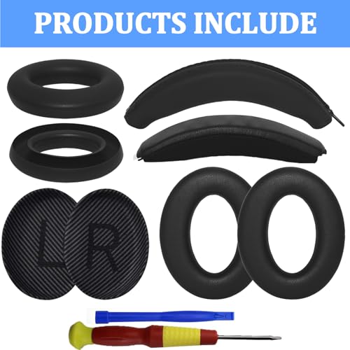 Adhiper Ear Pads Cushions + Headband + Silicone Earpads Cover +Headband Cover Protector Accessories Repair Kit for Bose QuietComfort 35 QC35, QC35 ii Over-Ear Headphones - Black