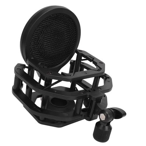 Adjustable Microphone Shock Mount Filter, Professional Mic Holder Clip for U87 Dia 24mm, Dual - Layer Windscreen with Vibration Isolation for Studio and Broadcast