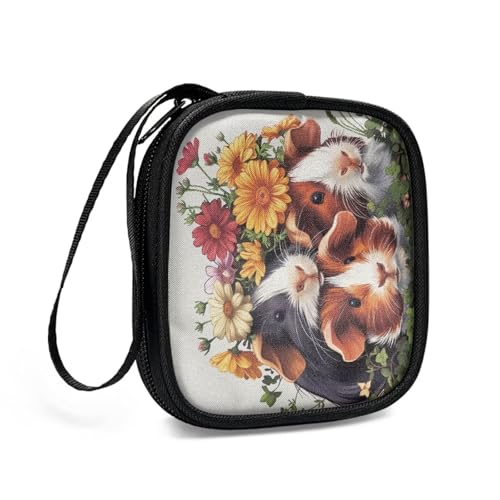 Earphone Earbud Carrying Case Holder for Wired Earbuds, Bluetooth Headset, Wall Charger Adapter, USB Cable, Cell Phone Accessories - Guinea Pig Daisy - color: Guinea Pig and Daisy