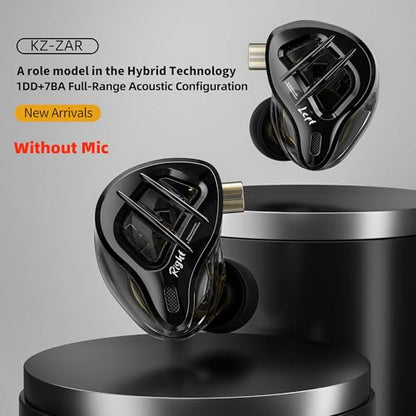 KZ ZAR in-Ear Monitor 7BA+1DD Earbud Headphones IEM | Noise Isolation, Clear in All Frequency Stereo Comfort-fit in Ear Headphones for Audio Engineers, Musicians(Nomic)