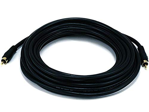 Monoprice Audio/Video Coaxial Cable - 25 Feet - Black | RCA Male/Male RG-59U 75ohm (for S/PDIF Digital Coax Subwoofer & Composite Video) - size: 25 Feet (Pack of 1), style: Cable