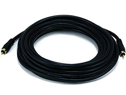 Monoprice Audio/Video Coaxial Cable - 25 Feet - Black | RCA Male/Male RG-59U 75ohm (for S/PDIF Digital Coax Subwoofer & Composite Video) - size: 25 Feet (Pack of 1), style: Cable