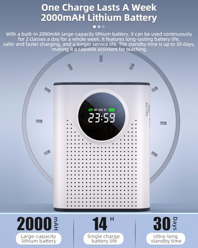S67 Voice Amplifier Wireless Microphone for Teachers Classroom Rechargeable, Mini Lavalier Lapel Mic, Portable Speaker PA System with LED Display for Class, Tour Guide, Coaches, White - color: White 1 Mic