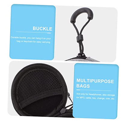 Nylon Earphone Storage Box with Lanyard, Silver
