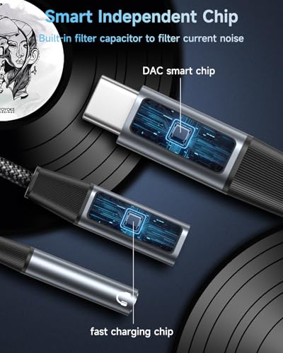 2 in 1 USB C to 3.5mm Jack and Charger Adapter, USB C Headphone Adapter | Type C to Aux to USBC Splitter with 60W PD Fast Charging for Samsung S26 S25,iPhone 17 16 15 Pro Max Plus,iPad, Pixel,Huawei