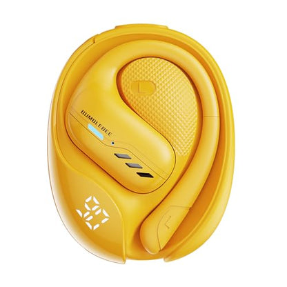 Transformers TF-T55 Open-Back Bluetooth Wireless Earbuds, Sleek Wing-Like Design Passive Noise Cancelling in-Ear Cool HiFi Calling Dual Modes Sports Earphones LED Display (Yellow - Bumblebee) - color: Bumblebee Yellow