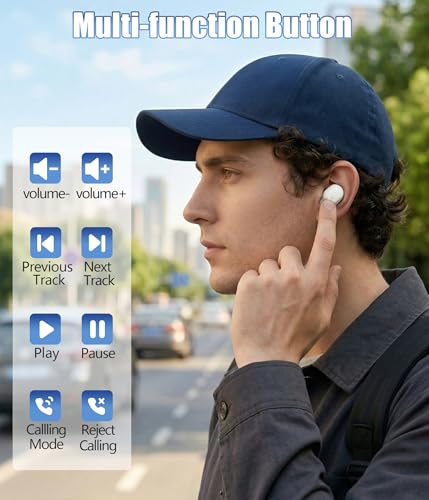 Wireless Earbuds, Bluetooth 5.3 Headphones with Semi-Transparent Case, 30H Playback LED Power Display, IP54 Waterproof in-Ear Ear buds Built in Mics, Clear Calls Earphones for Sports Workout, White - color: White