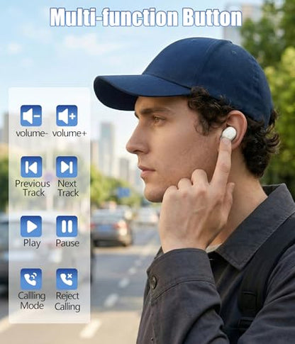 Wireless Earbuds, Bluetooth 5.3 Headphones with Semi-Transparent Case, 30H Playback LED Power Display, IP54 Waterproof in-Ear Ear buds Built in Mics, Clear Calls Earphones for Sports Workout, White - color: White