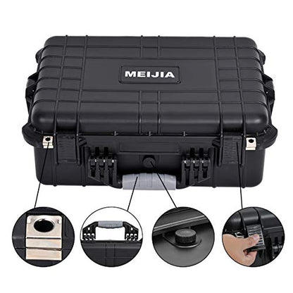 MEIJIA All Weather IP67 Waterproof Hard Camera Case,Hard Protective Case,Hard Case with Customizable Foam,Fit Use of Drones,Camera,Equipments,Pistols(Black,19.78x15.77x7.41inches) - color: Black, size: 19.78x15.77x7.41inches