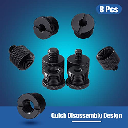 8 Pieces Mic Stand Adapter 5/8 Female to 3/8 Male and 3/8 Female to 5/8 Male, 5/8 Female to 1/4 Male and 1/4 Female to 5/8 Male Screw Thread Adapter Mic Thread Adapter Set for Microphone (Black) - color: Black