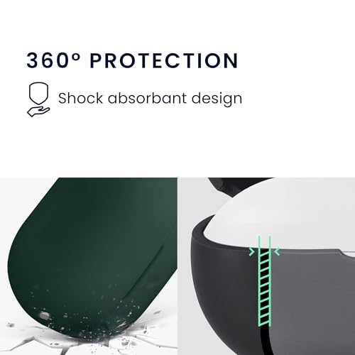 kwmobile Cover for Bose QuietComfort Earbuds Case - Silicone Cover for Earbuds Charging Case - Protective Headphone Holder with Carabiner Clip - Dark Green - color: dark green