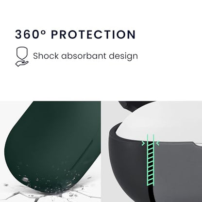 kwmobile Cover for Bose QuietComfort Earbuds Case - Silicone Cover for Earbuds Charging Case - Protective Headphone Holder with Carabiner Clip - Dark Green - color: dark green