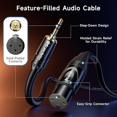Cable Matters Unbalanced 3.5mm to XLR Cable, Male to Female, 15ft | 1/8 Inch (3.5mm) Male to XLR Female Cable, Unbalanced - size: 15 ft