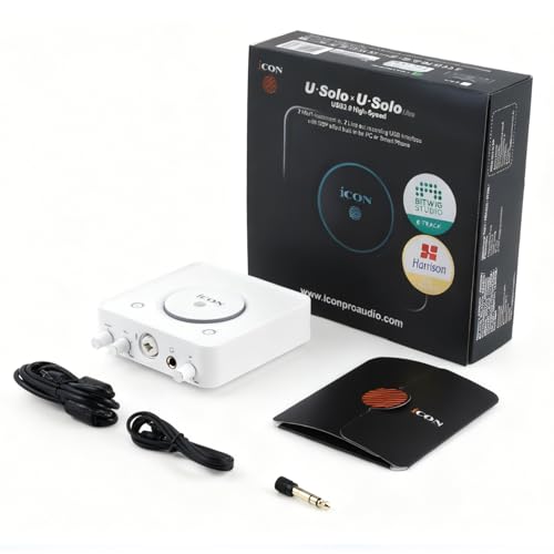 iCON USoloLive 24Bit/192kHz USB Audio Interface with Low Latency ASIO | 24Bit/192kHz USB Audio Interface, Low Latency ASIO Driver, 48V Phantom Power, ProDriver4 Software for Podcast & Gaming. - color: White