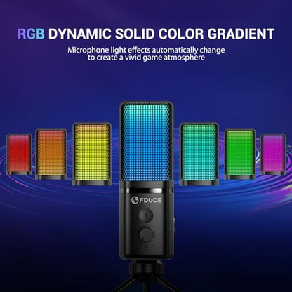 Gaming USB Microphone for PC,RGB Condenser Computer Mic with Tripod Stand,Quick Mute,Gain Control,Cardioid Mic for Streaming, Podcast, Twitch, YouTube, PC, Computer, PS5 (M160) - style: Mic with tripod