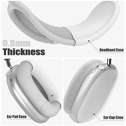 【4 in 1】 Case Covers for AirPods Max Headphones, Anti-Scratch Sweat-Proof Ear Pad Covers/Ear Cups Cover/Headband Cover Protectorfor Apple AirPods Max (2024 USB-C /2020 Lightning)- WhiteClear - color: C-White Clear