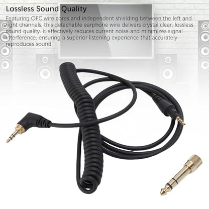Headphone Cable Replacement, 3.5mm to 6.35mm Adapter with Locking Mechanism, for HDJ CUE1BT HDJ X5 HDJ X7 HDJ S7 Headphones