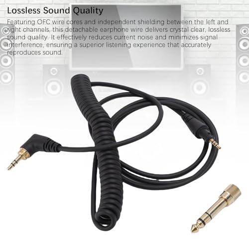 Replacement Headphone Cable with 6.35mm Adapter for Pioneer HDJ CUE1BT, HDJ X5, X7, S7, 3.5mm to 1/4 Inch Stereo Audio Cable, 3.9ft-6.6ft OFC Wire