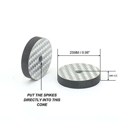 Audiocrast HiFi Speaker Isolation Stand Feet Pads 25x5mm 4X Carbon Fiber Hi-end Speaker Shock Absorber Vibration Dampener Pad Spike Floor Protector for Audio Turntable Subwoofer Amplifier CD DVD AMP - size: 25x5mm