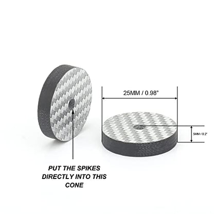 Audiocrast HiFi Speaker Isolation Stand Feet Pads 25x5mm 4X Carbon Fiber Hi-end Speaker Shock Absorber Vibration Dampener Pad Spike Floor Protector for Audio Turntable Subwoofer Amplifier CD DVD AMP - size: 25x5mm