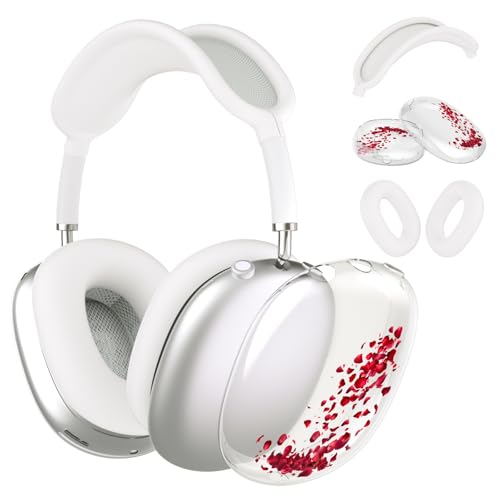 Headphone Cover for AirPods Max, Girly Cute Clear Ear Cups Covers, Silicone Ear Pad Case Headband Cover for Apple AirPods Max (2024/2020), Rose - color: Rose-Clear