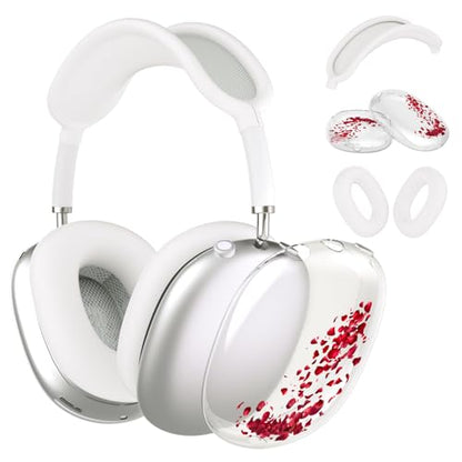 Headphone Cover for AirPods Max, Girly Cute Clear Ear Cups Covers, Silicone Ear Pad Case Headband Cover for Apple AirPods Max (2024/2020), Rose - color: Rose-Clear