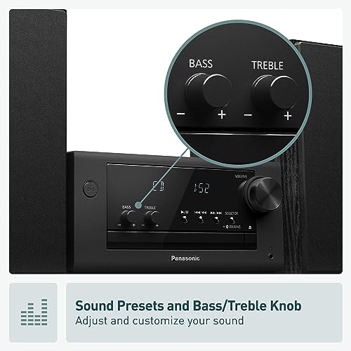 Panasonic Compact Stereo System with CD Player, Bluetooth, FM Radio and USB with Bass and Treble Control, 80W Stereo System for Home with Remote Control - SC-PM700PP-K (Black) - style: 80W Stereo System