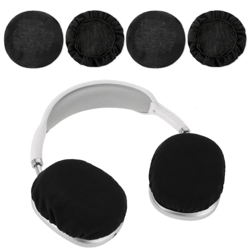 2 Pairs Headphone Covers for Ears, Washable Strechable Headset Earpad Cloth Cover Black Headset Ear Covers Fit 3.5" - 4.3" Ear Pads