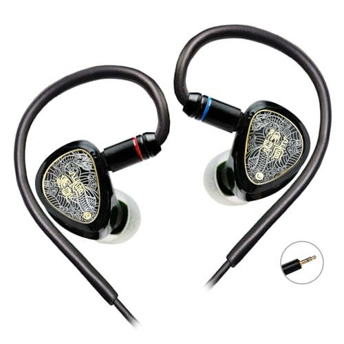 TANGZU Wan'er S.G II Wired Earbuds, in-Ear Monitors with 10mm Dynamic Driver PET Diaphragm, HiFi Gaming IEM Earphones, 0.78mm 2-Pin Detachable Cable, Tangle-Free (Black 3.5mm Without Mic) - color: Black, size: 3.5mm