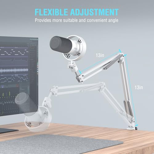 FIFINE XLR Dynamic Microphone with Boom Arm Kit for Vocal, Recording, Studio Podcast Mic Bundle with Metal Arm Stand, Tap-to-Mute, 3.5mm Headphone Jack for Streaming, Music Creation (K688W+CS1W)