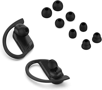 Replacement Eartips Silicone Earbuds Buds Set Compatible with Beats Powerbeats Pro Wireless Earphones, Replacement Ear Tips for Beats Flex Earbuds Replacement Tips (Black 8pcs) - color: Black