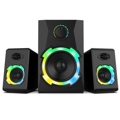 OR O R O W OROW Computer Speakers,40W PC Speakers with Subwoofer,Gaming Speakers with Bass,AC Powered,Support Bluetooth&SD&USB Play, 2.1 Multimedia Speakers System with RGB Light (Black)