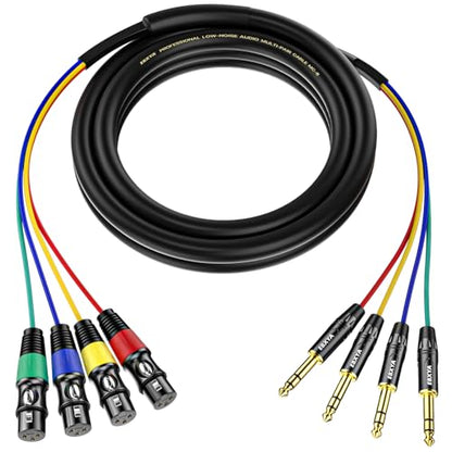 EBXYA 4 Channel 1/4 Inch TRS to XLR Snake Cables,Recording Snake Cable | 6.35mm Jack Stereo Audio Balanced Line to XLR Microphone Cables,3 Feet 1 Pack - size: 4-Channel 3 Feet, style: TRS to XLR Female