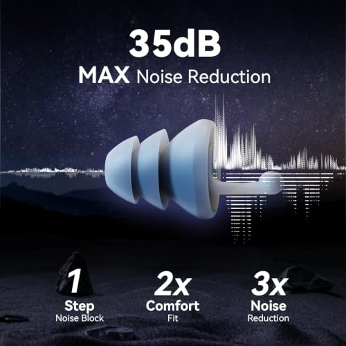 Ear Plugs for Sleeping, 35dB Reusable Soft Silicone Earplugs | Noise Cancelling Earbuds for Noise Reduction (35dB) Hearing Protection, 3D Oval Design for Side Sleepers, 2 Pairs (S + M/L)
